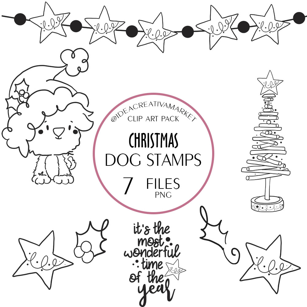 Presentación Christmas Dog Stamps