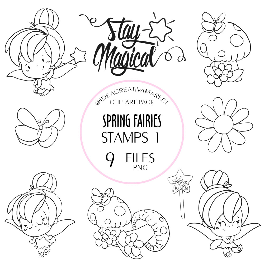 Presentación spring fairies stamps