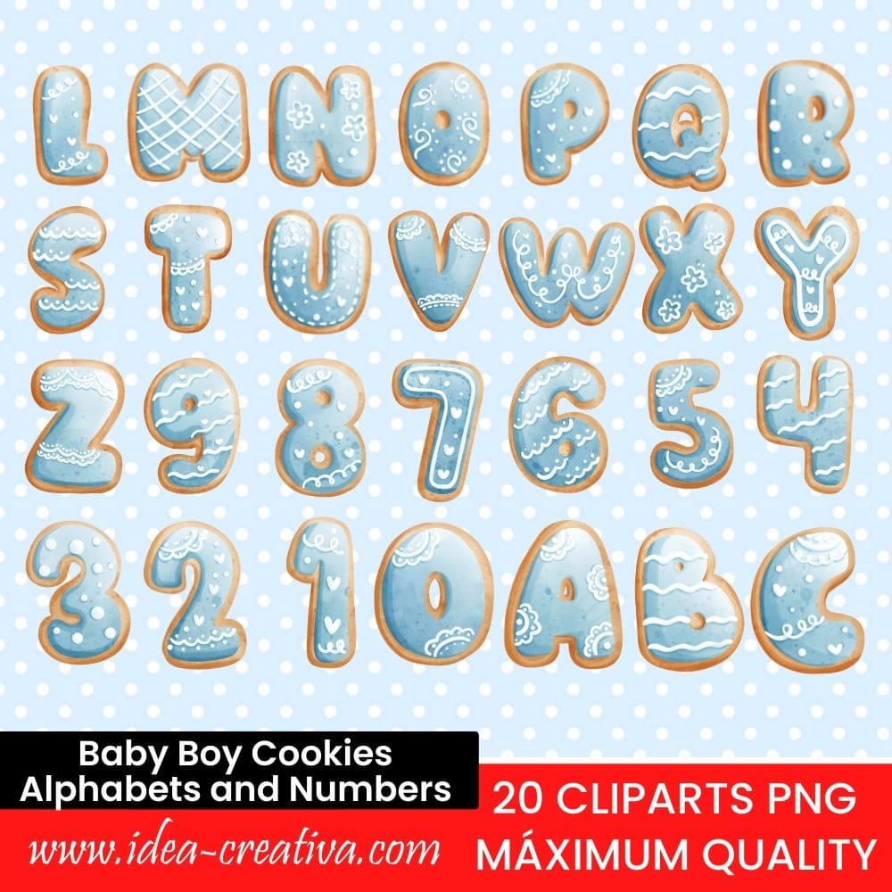 Baby Boy Cookies Alphabets and Numbers (1)