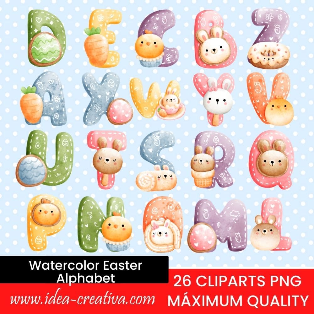 Watercolor Easter Alphabet